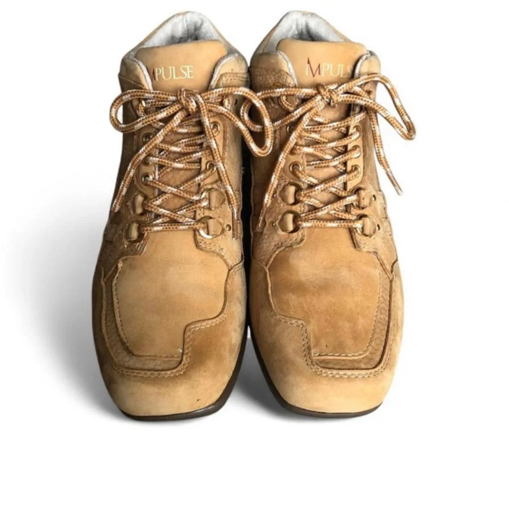 Impulse Men’s Casual Shoes Tan Leather Size 7.5 M Comfortable Lace Up